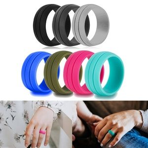 7 Pack/Set Silicone Ring Rubber Wedding Bands
